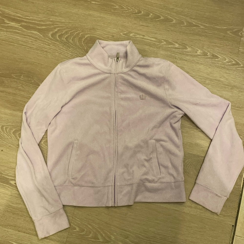 Juicy couture size large light lavender zip up, semi turtleneck, zip down